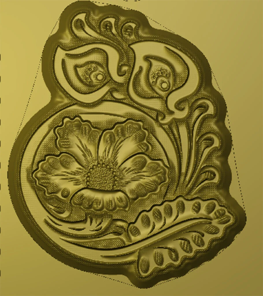 Floral gourd leather stamp mold design preview