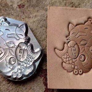 Lucky Cat leather stamp mold impression on real leather