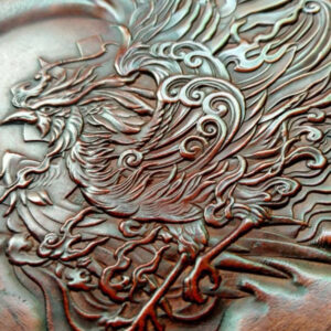 Phoenix leather stamp mold embossed leather close-up