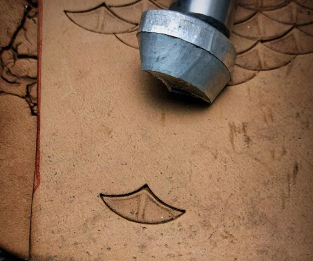 Fish scale leather stamping mold used on vegetable tanned leather