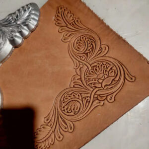 floral leather stamp mold with acanthus corner design for vegetable tanned leather