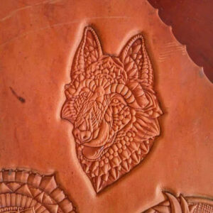wolf head leather stamp mold in 7075 aluminum for vegetable tanned leather