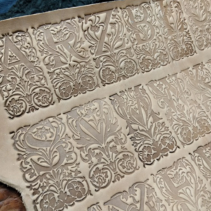 alphabet leather stamp mold set with floral letter designs in 2A12 aluminum