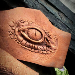 Dragon Eye leather stamp mold impression on real leather