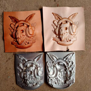 rock dj bunny skull leather mold for deep embossed vegetable tanned leather