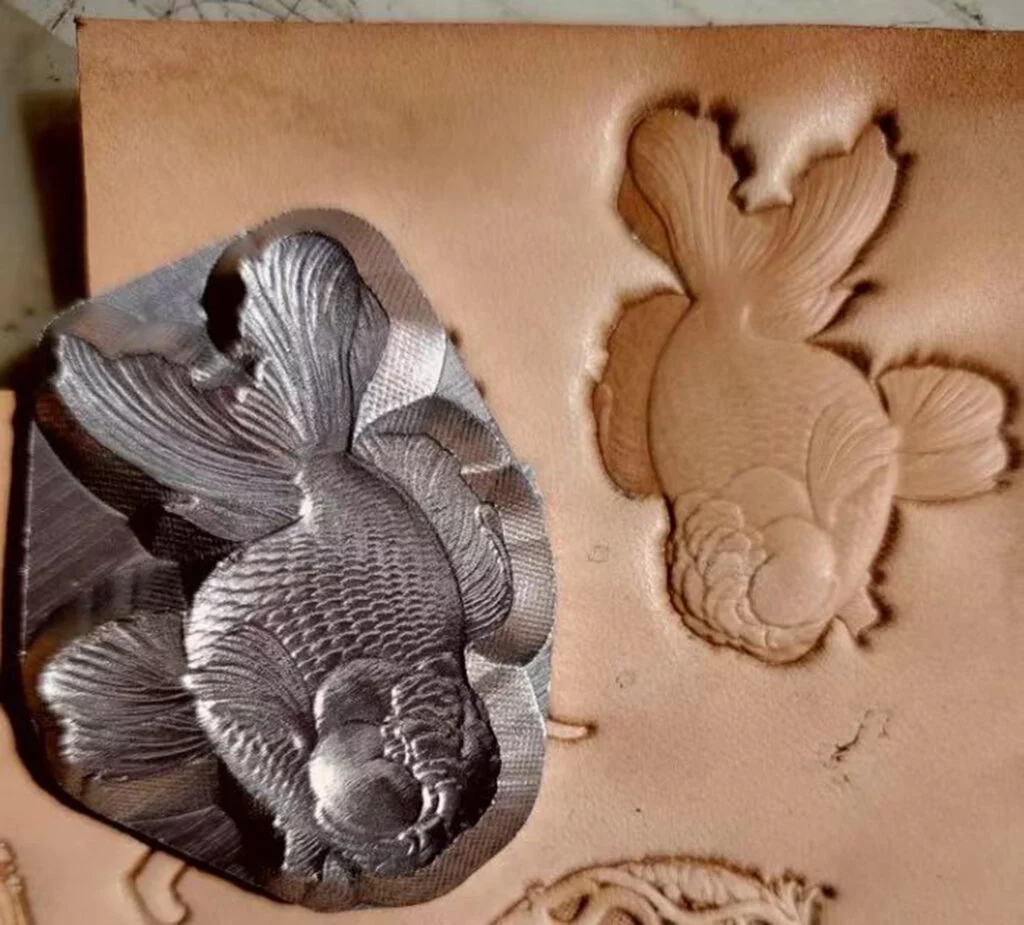 goldfish leather embossing mold in 2A12 aluminum for vegetable tanned leather
