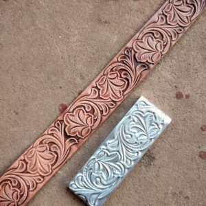 Tangcao belt leather stamp mold with long embossed vegetable-tanned leather strap