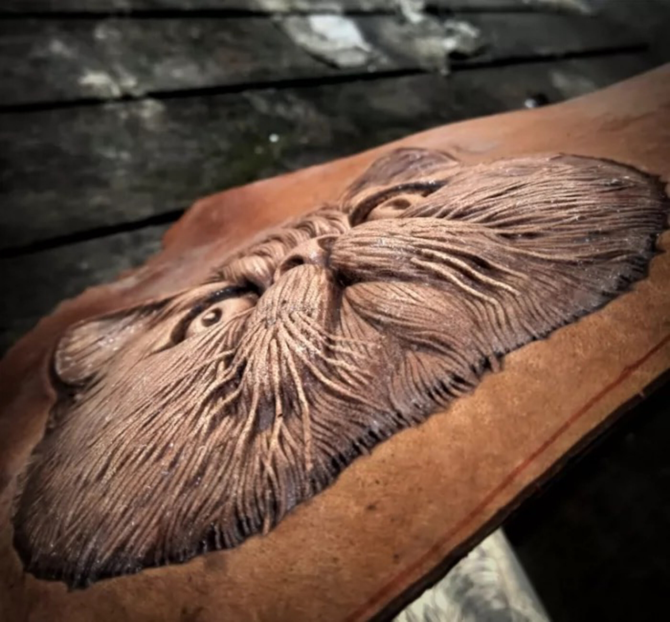 Cat leather stamp mold impression on real leather