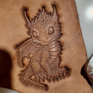 3D dragon leather stamp mold with embossed vegetable-tanned leather sample