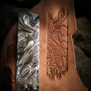 koi fish leather stamp mold in 2A12 aluminum for vegetable tanned leather