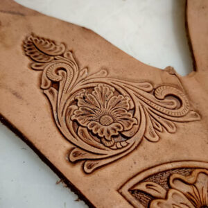 tang grass floral corner leather stamp mold embossed on vegetable tanned leather