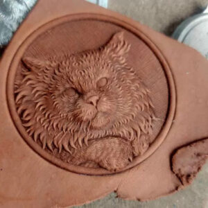 Cat leather stamp mold impression on real leather