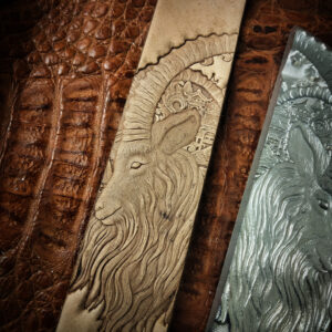 Antelope leather stamp mold with embossed leather sample