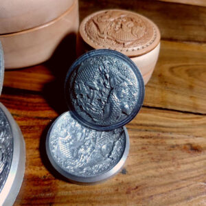 Tai Chi Pisces leather stamp mold embossed on round leather piece