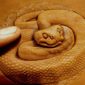 Zodiac snake leather stamp mold embossed on leather sample
