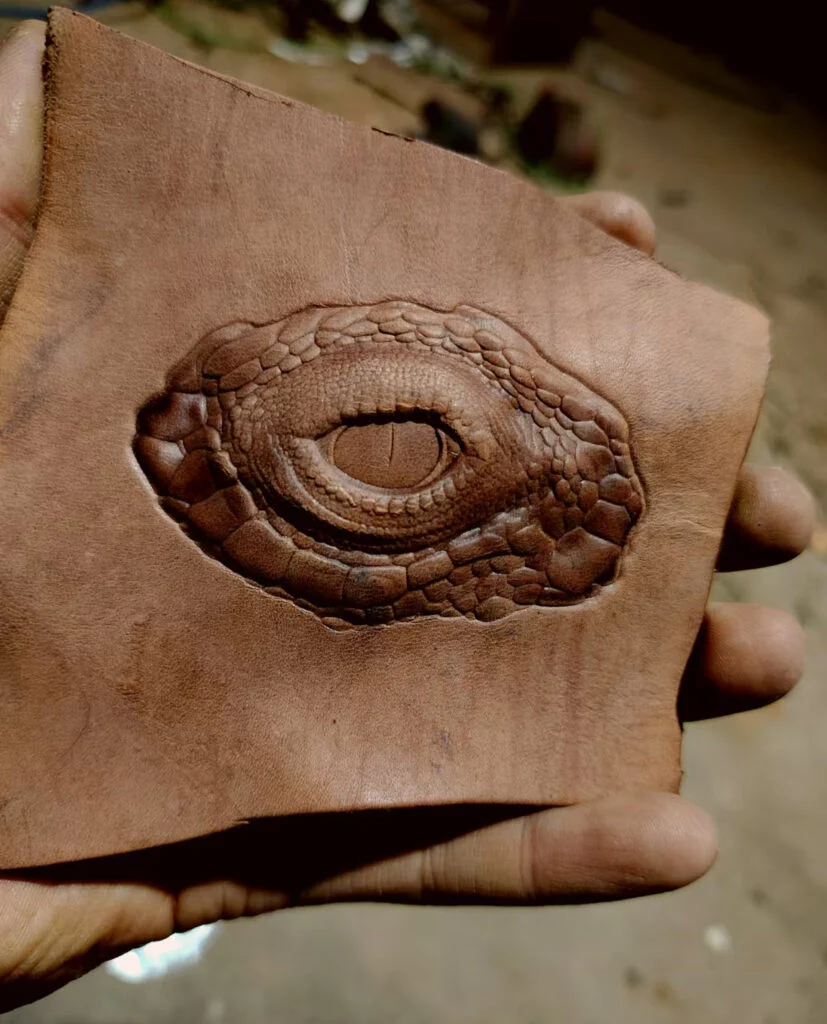 dragon eye leather stamp mold in 2A12 aluminum for vegetable tanned leather
