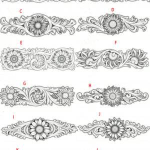 custom flora leather stamp in 2A12 aluminum with decorative floral border patterns