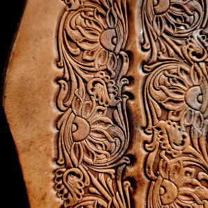 floral sunflower leather border embossing detail