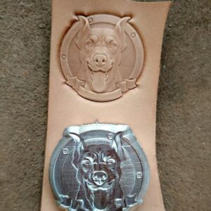 Doberman leather stamp mold impression on real leather