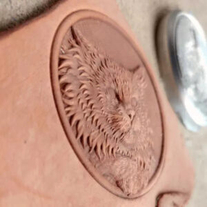 Cat leather stamp mold impression on real leather