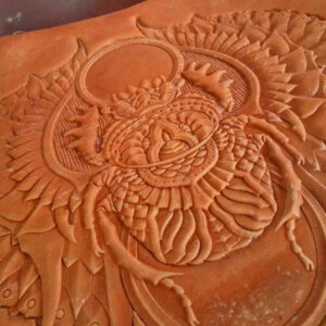 Scarab Beetle leather stamp mold on real leather
