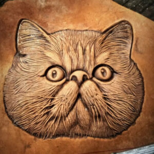 Garfield leather stamp mold detail on leather