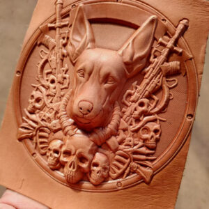 Doberman leather stamp mold and embossed leather sample