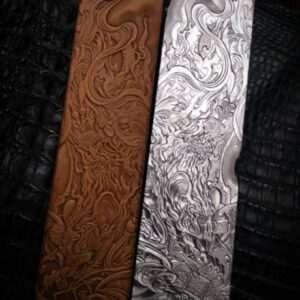 Rat leather stamp mold with embossed leather sample and metal mold