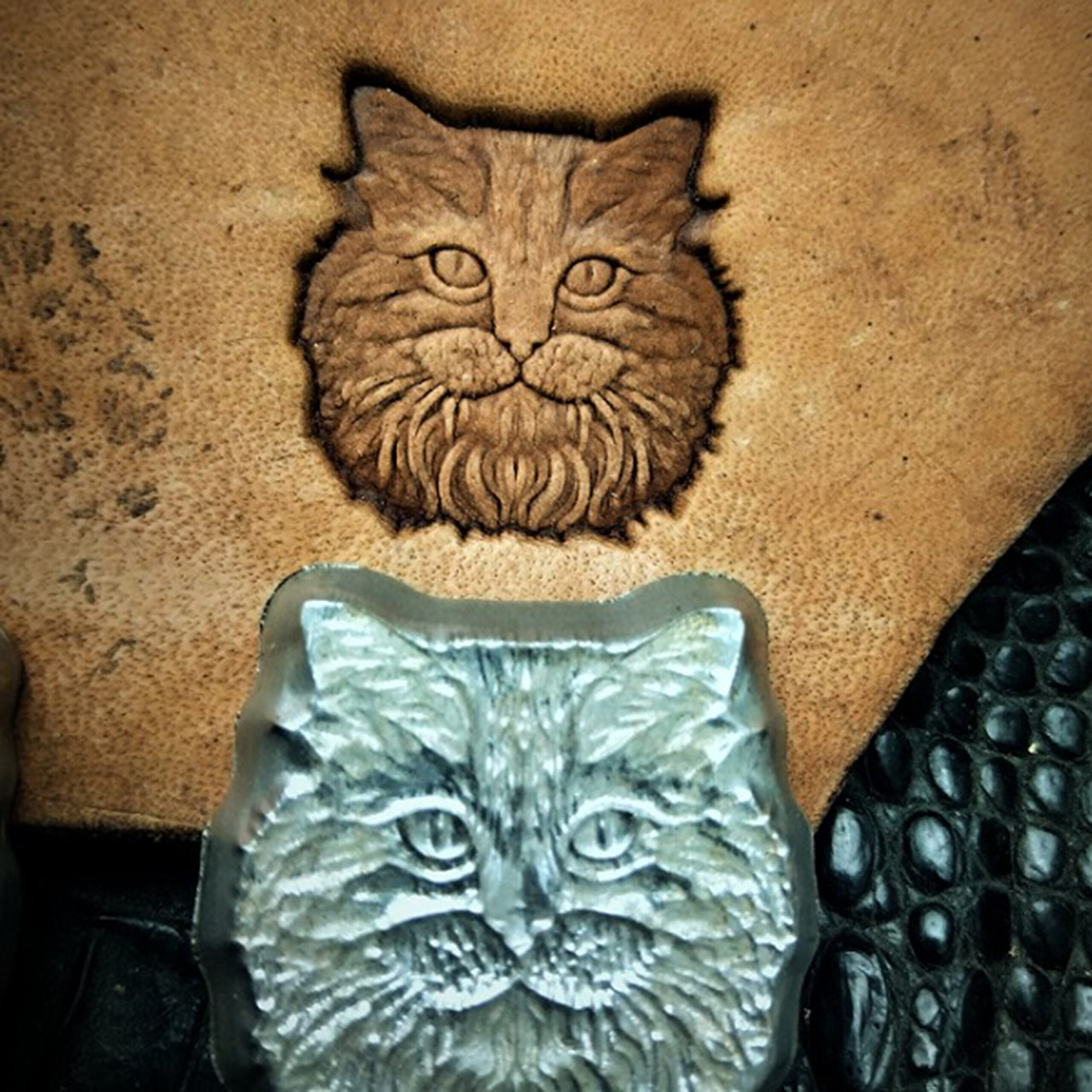 25mm cat leather stamp mold in 2A12 aluminum for vegetable tanned leather