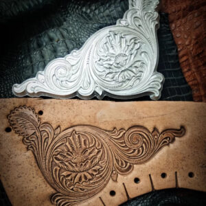 thangka leather stamp mold in 2A12 aluminum with corner pattern design