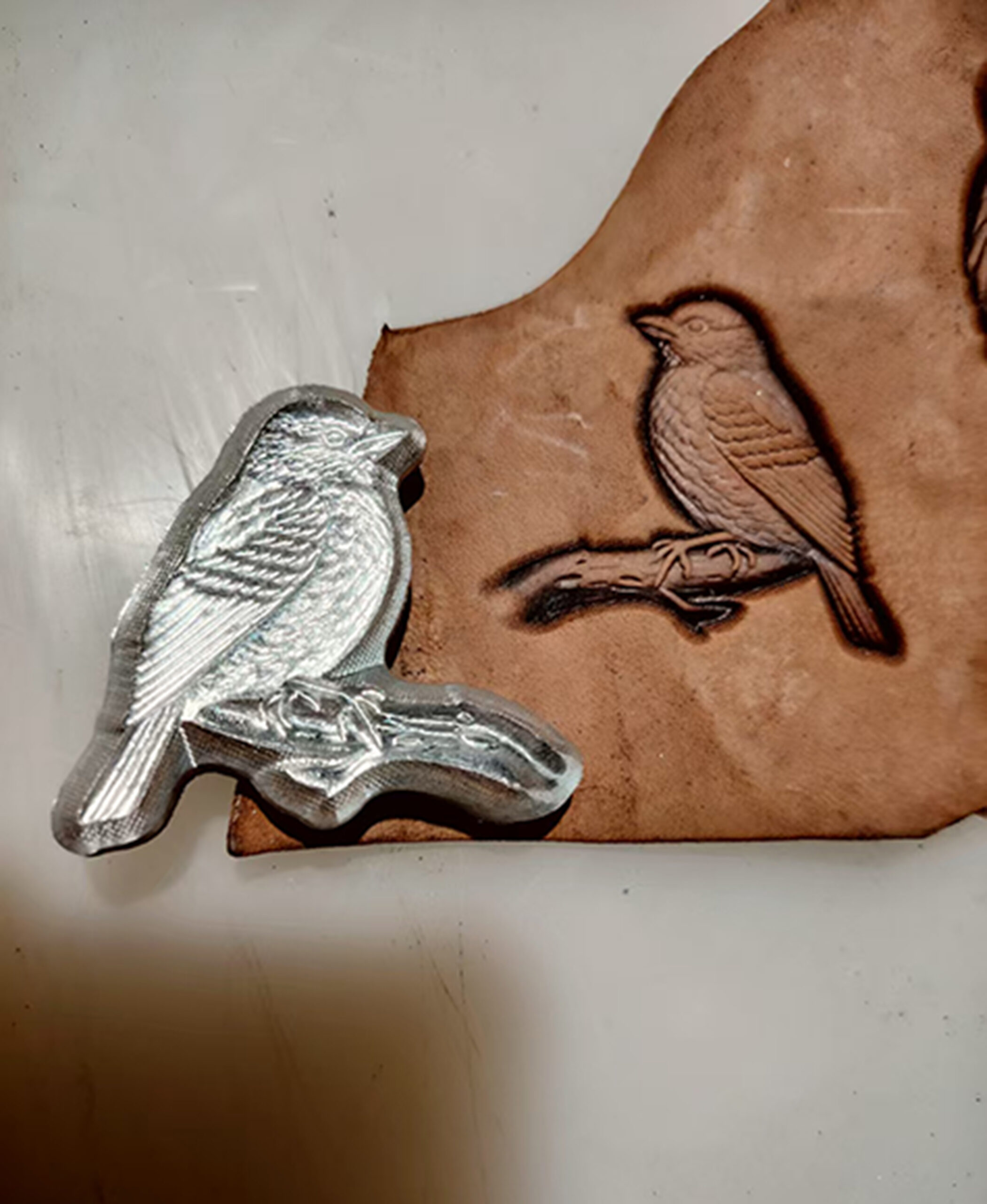 bird leather stamp mold in 2A12 aluminum for vegetable tanned leather