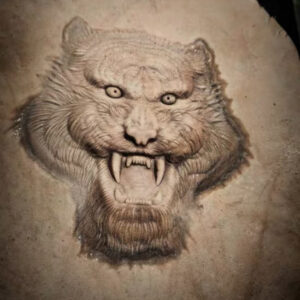 Tiger leather stamp mold impression on real leather