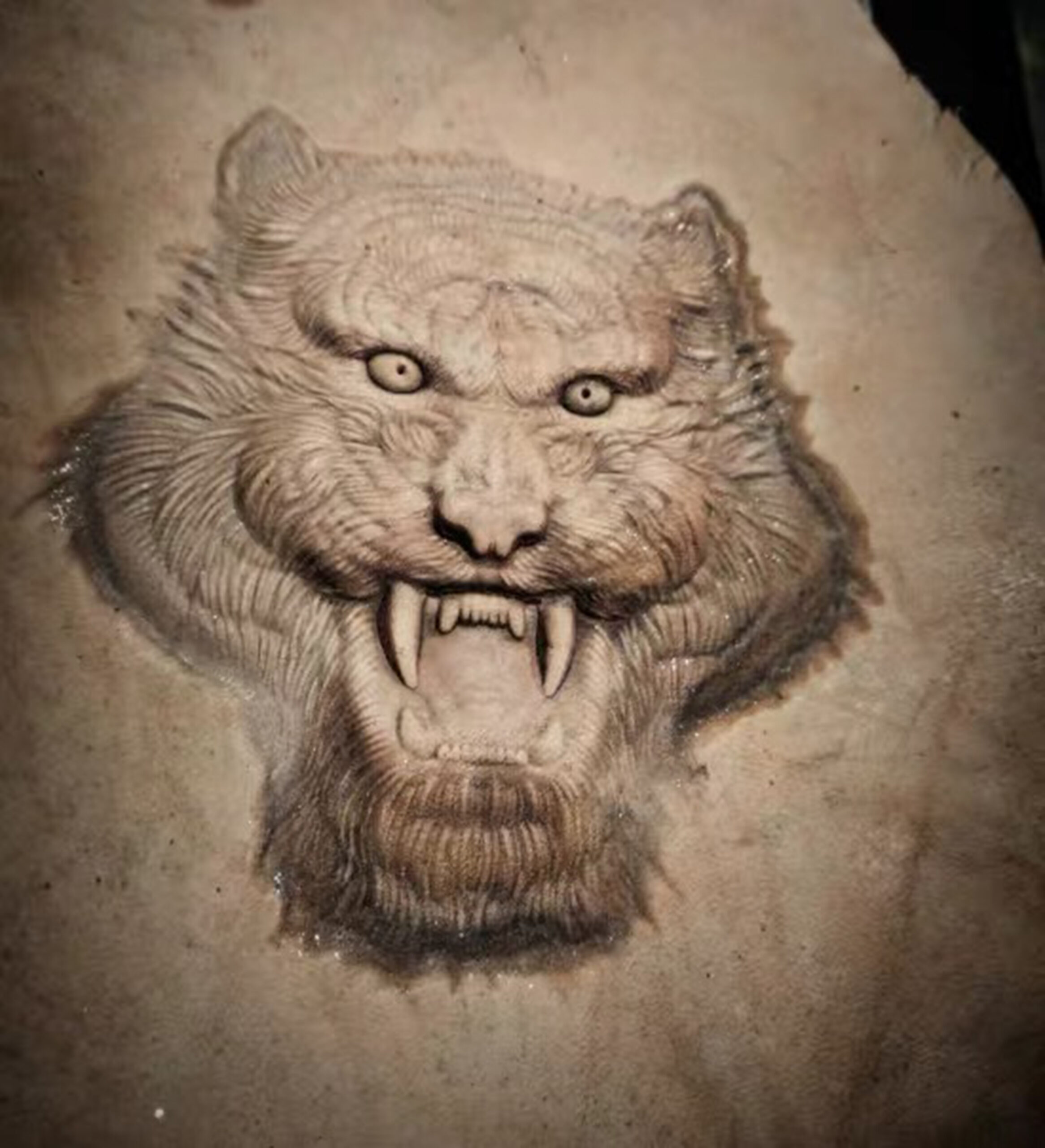 Tiger leather stamp mold impression on real leather