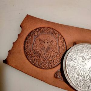 Western style round leather embossing design on vegetable-tanned leather