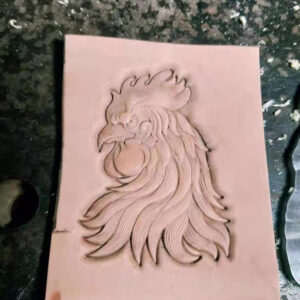 Chicken leather stamp mold with embossed vegetable-tanned leather sample