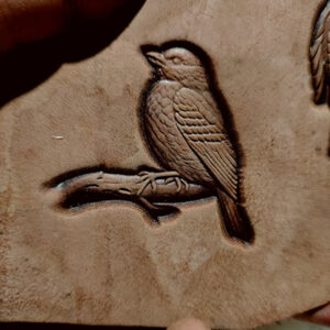 bird leather stamp impression on vegetable tanned leather