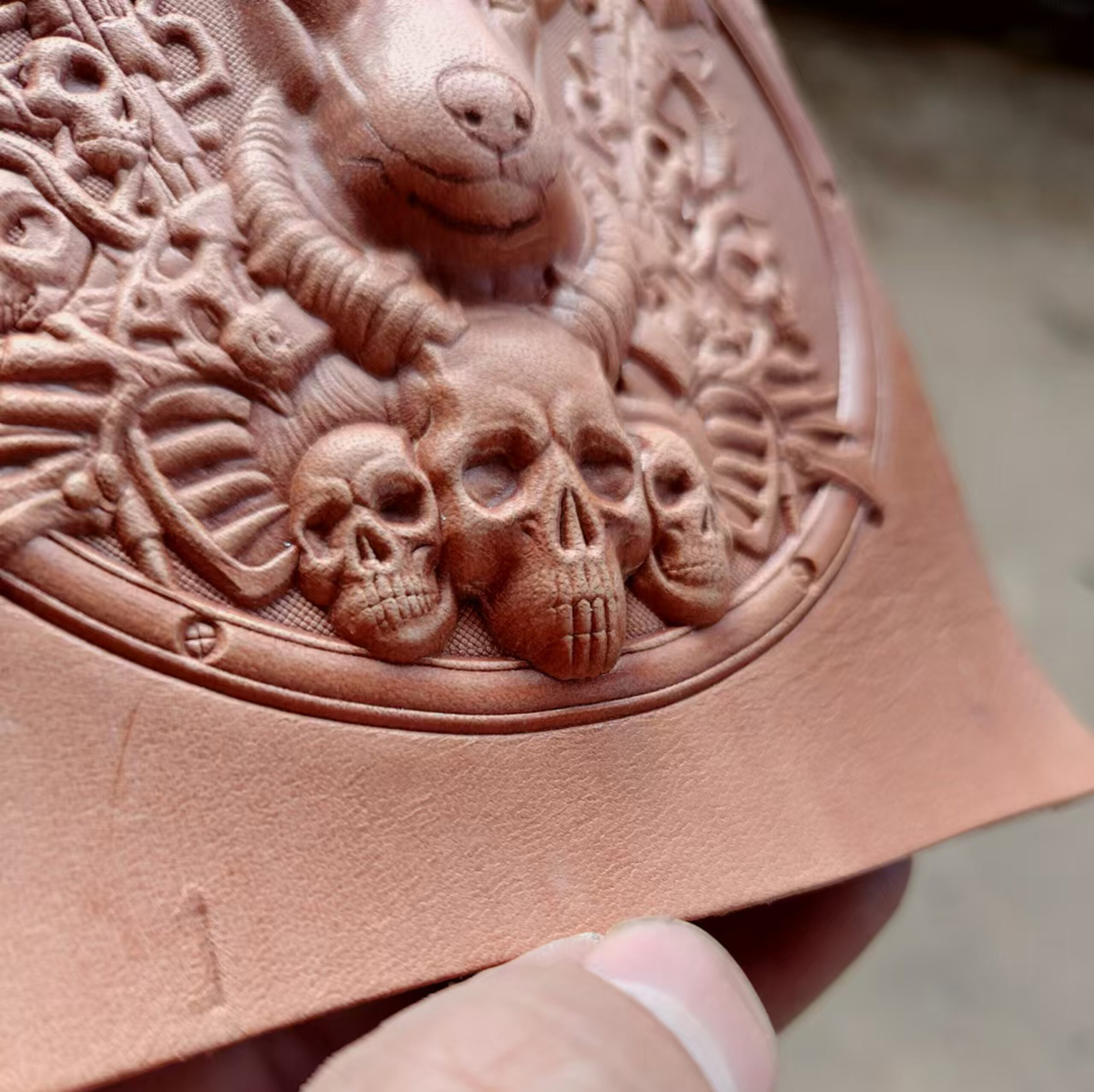 Doberman leather stamp mold and embossed leather sample