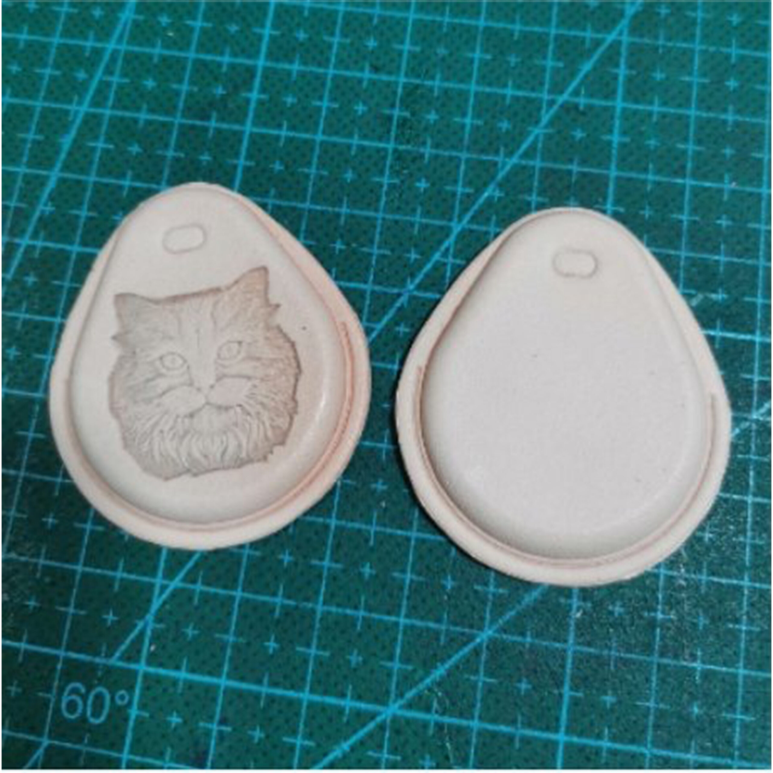 cat leather stamp impression on vegetable tanned leather