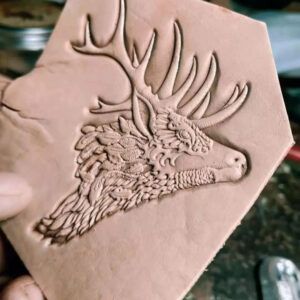 Elk leather stamp mold impression on real leather