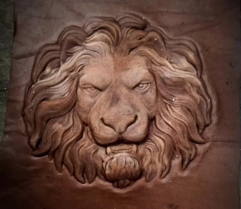 lion leather stamp mold in 2A12 aluminum for vegetable tanned leather