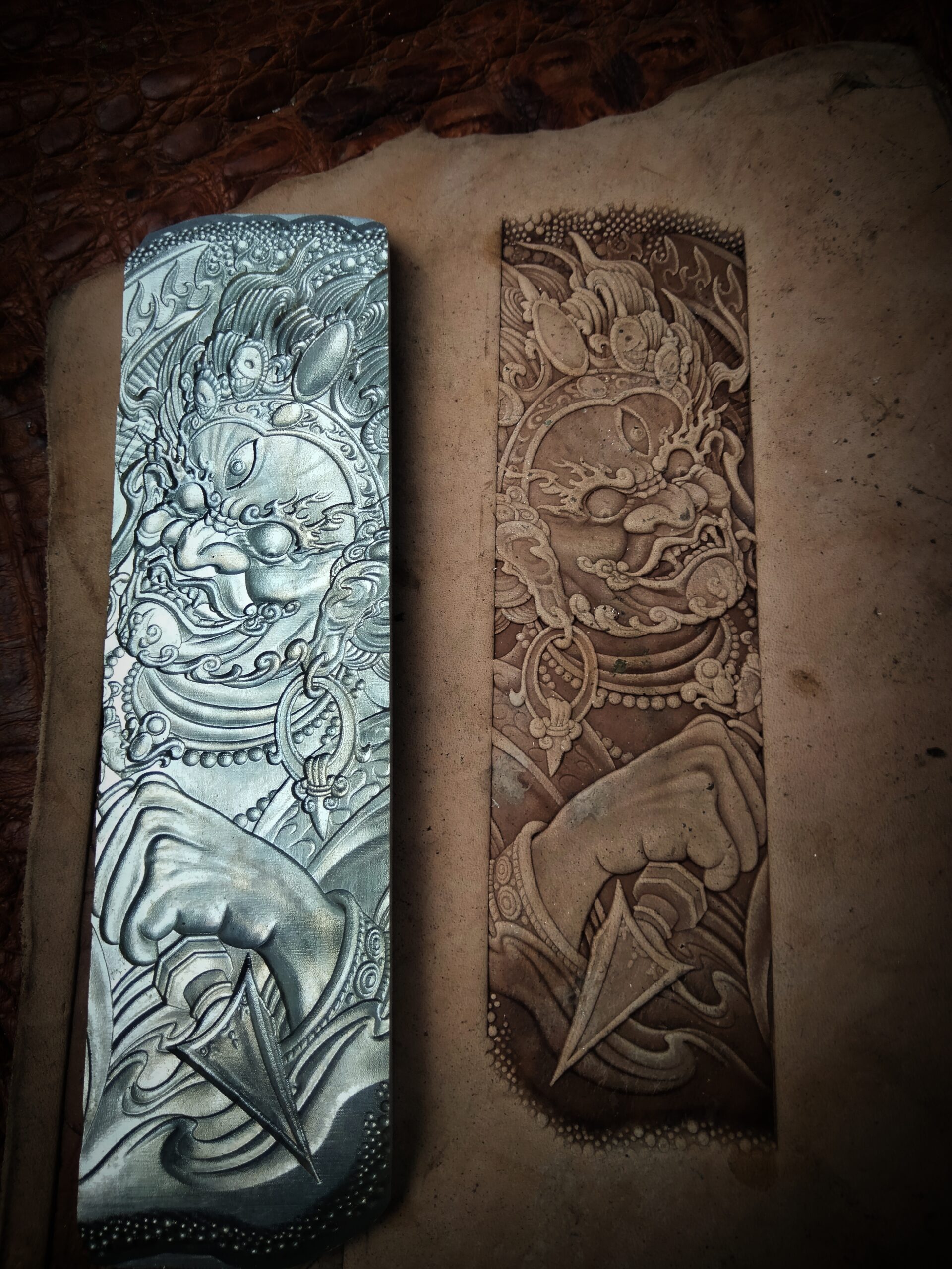 vintage zhongkui leather stamp mold in 2A12 aluminum for vegetable tanned leather