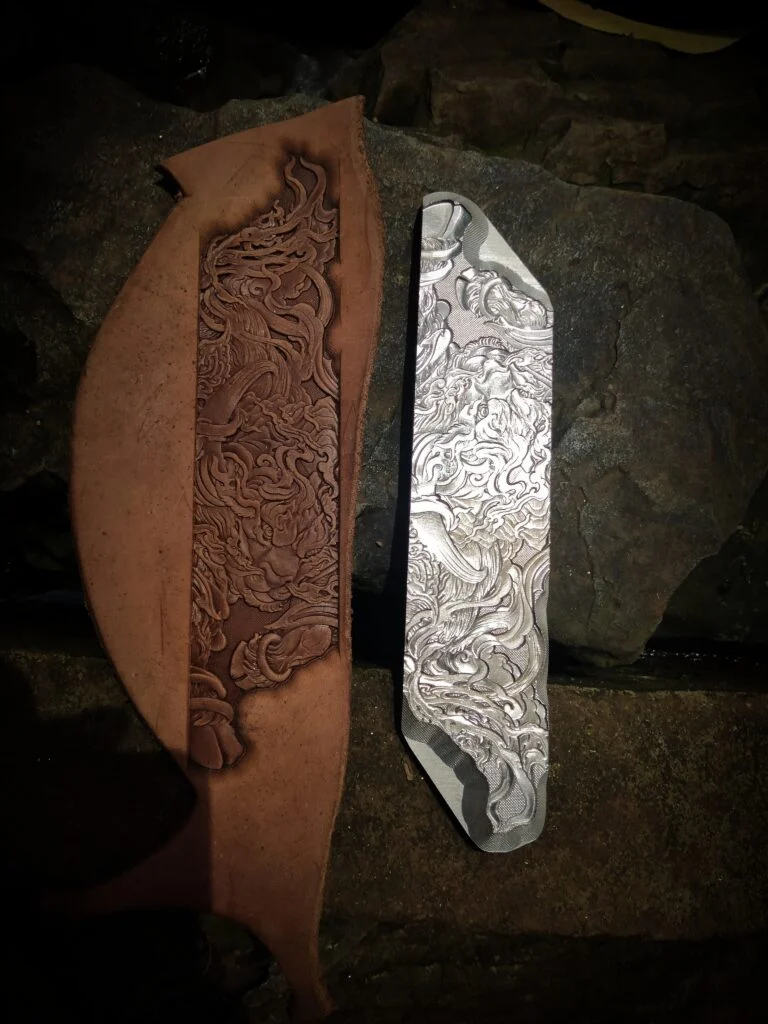 bull leather stamp mold in 2A12 aluminum for vegetable tanned leather