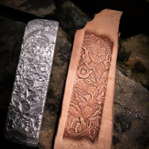Ganesha leather stamp mold and embossed leather sample