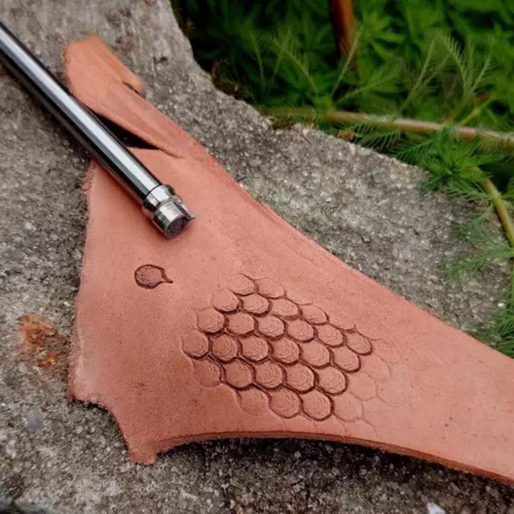 304 steel snake scales leather stamp beside the pressed leather texture