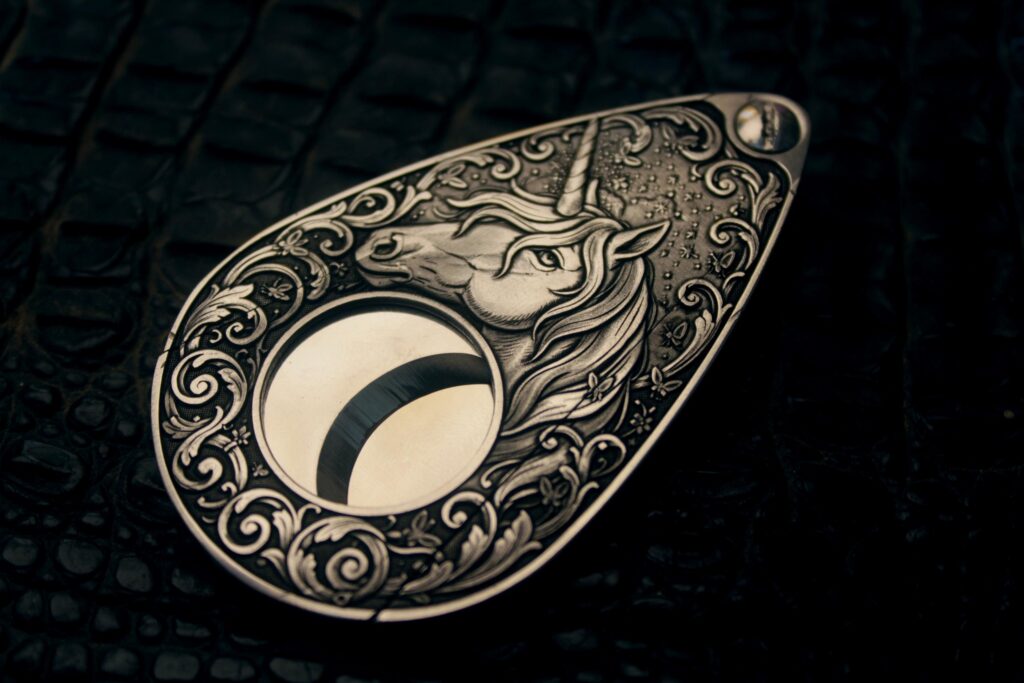 Unicorn Engraved Stainless Steel Cigar Cutter