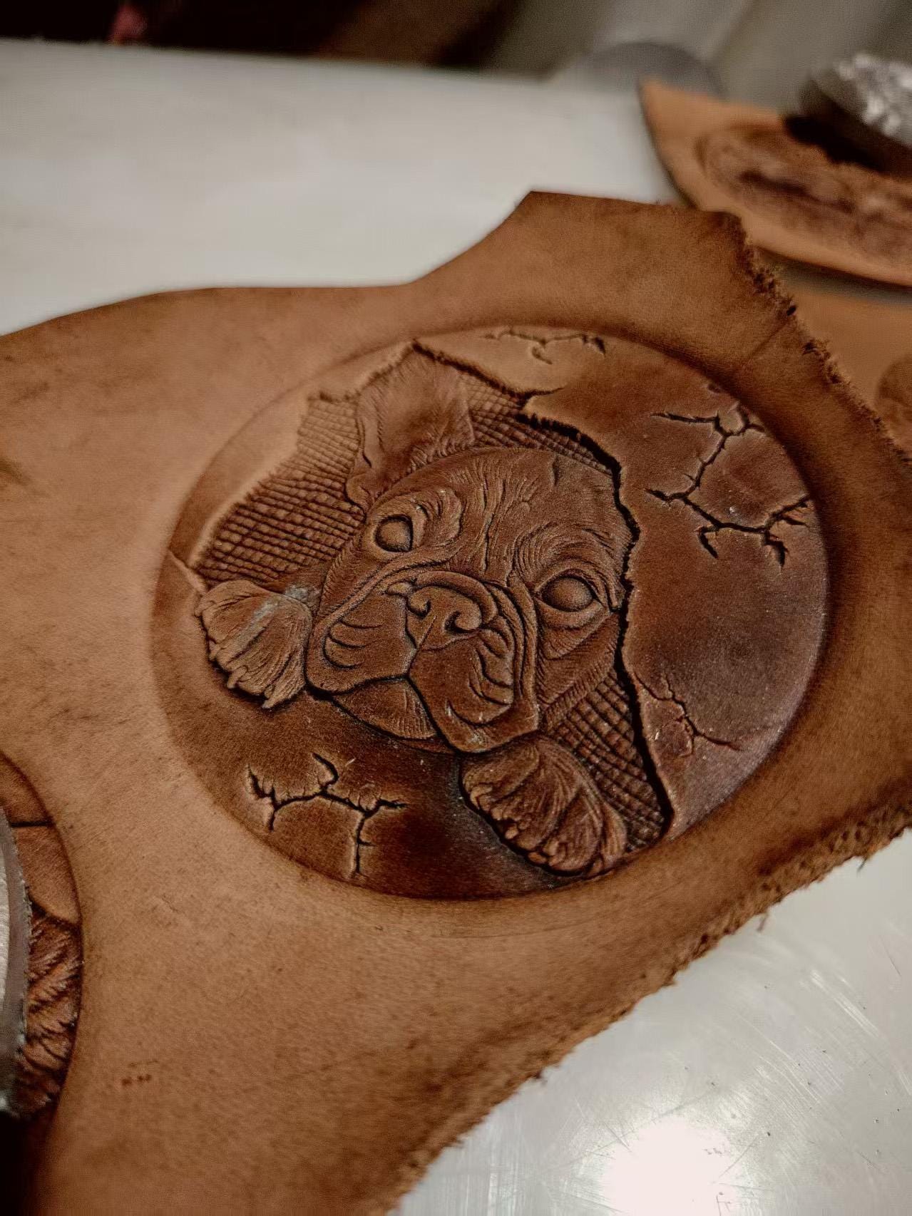 Bulldog Dog Leather Stamp Mold