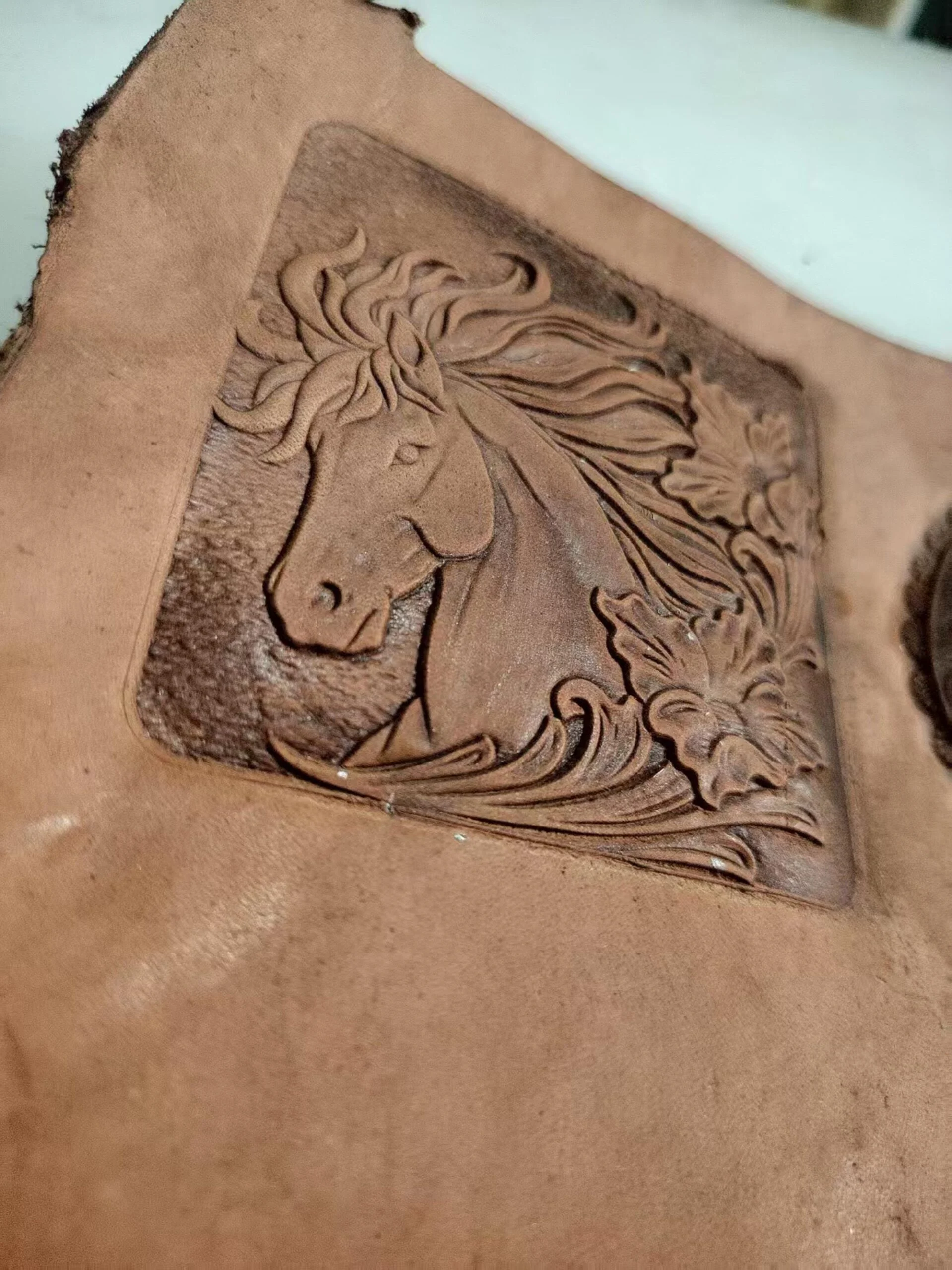 Floral Horse Portrait Leather Stamp Mold – 78 mm