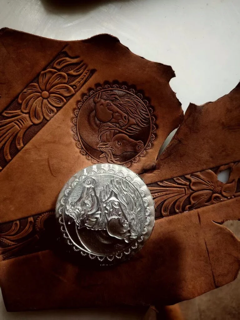 Mare and Foal Leather Stamp Mold – 78 mm
