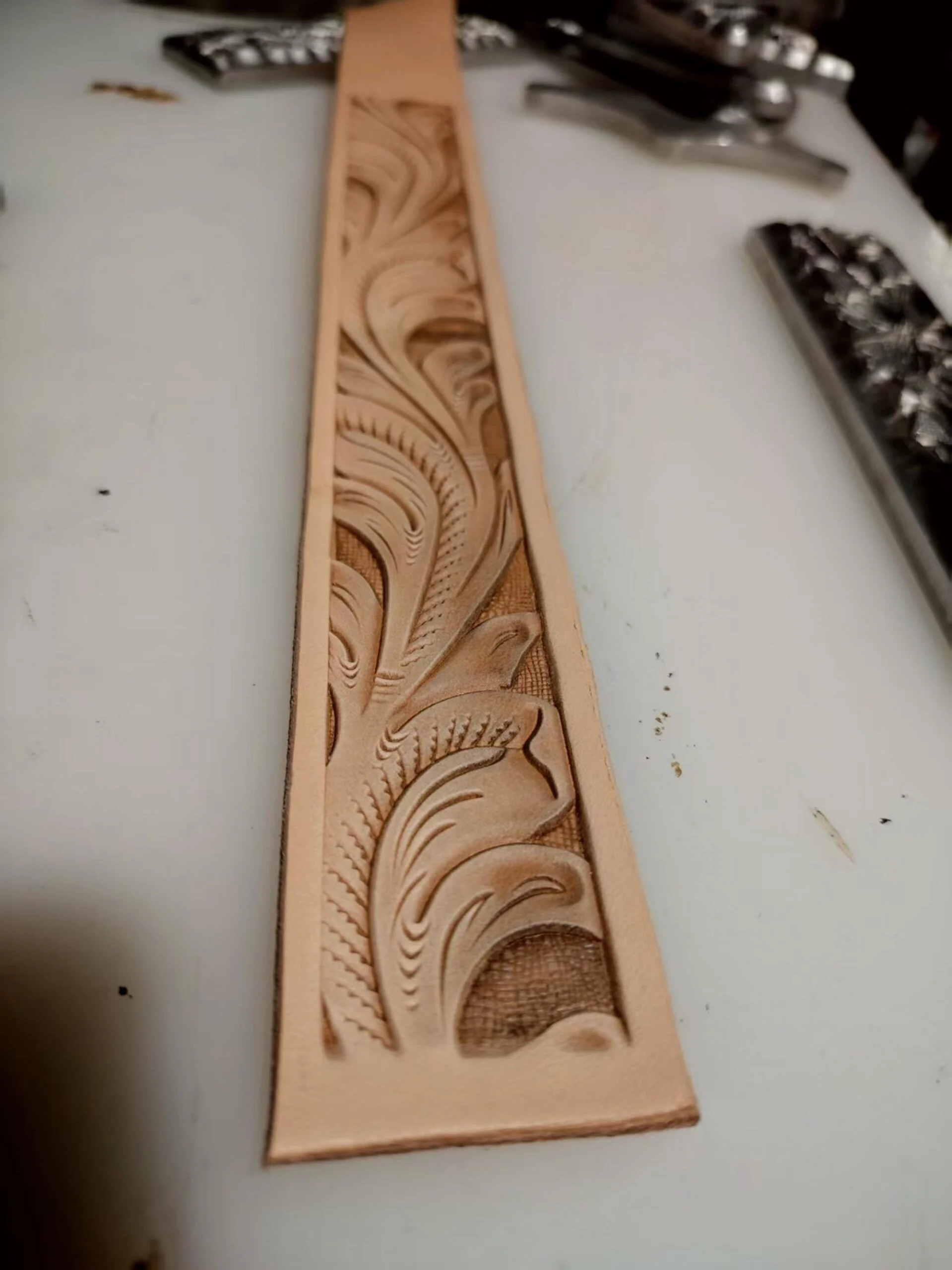 Western Scroll Belt Stamp Mold – 145 × 30 mm