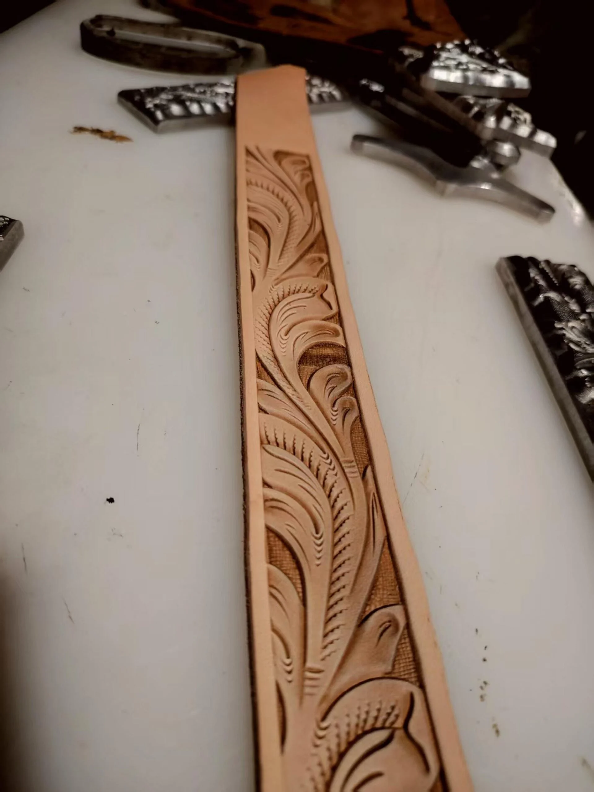 Western Scroll Belt Stamp Mold – 145 × 30 mm